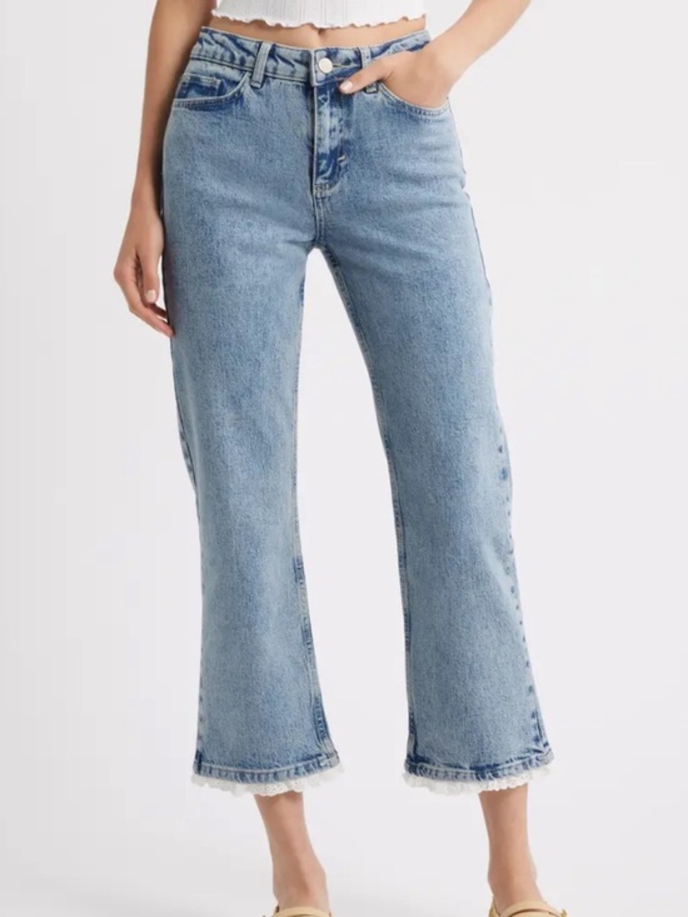 Damson Madder Kenny Broderie Trim Straight Leg Jeans
